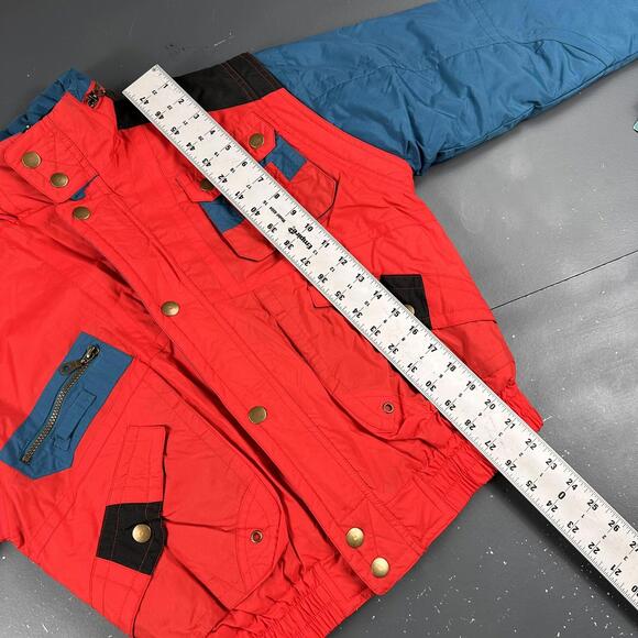 VTG Sports Afield Jacket Boys Large 14-16 Teal Red Ski Snow Bomber 90s NWT - Picture 7 of 9